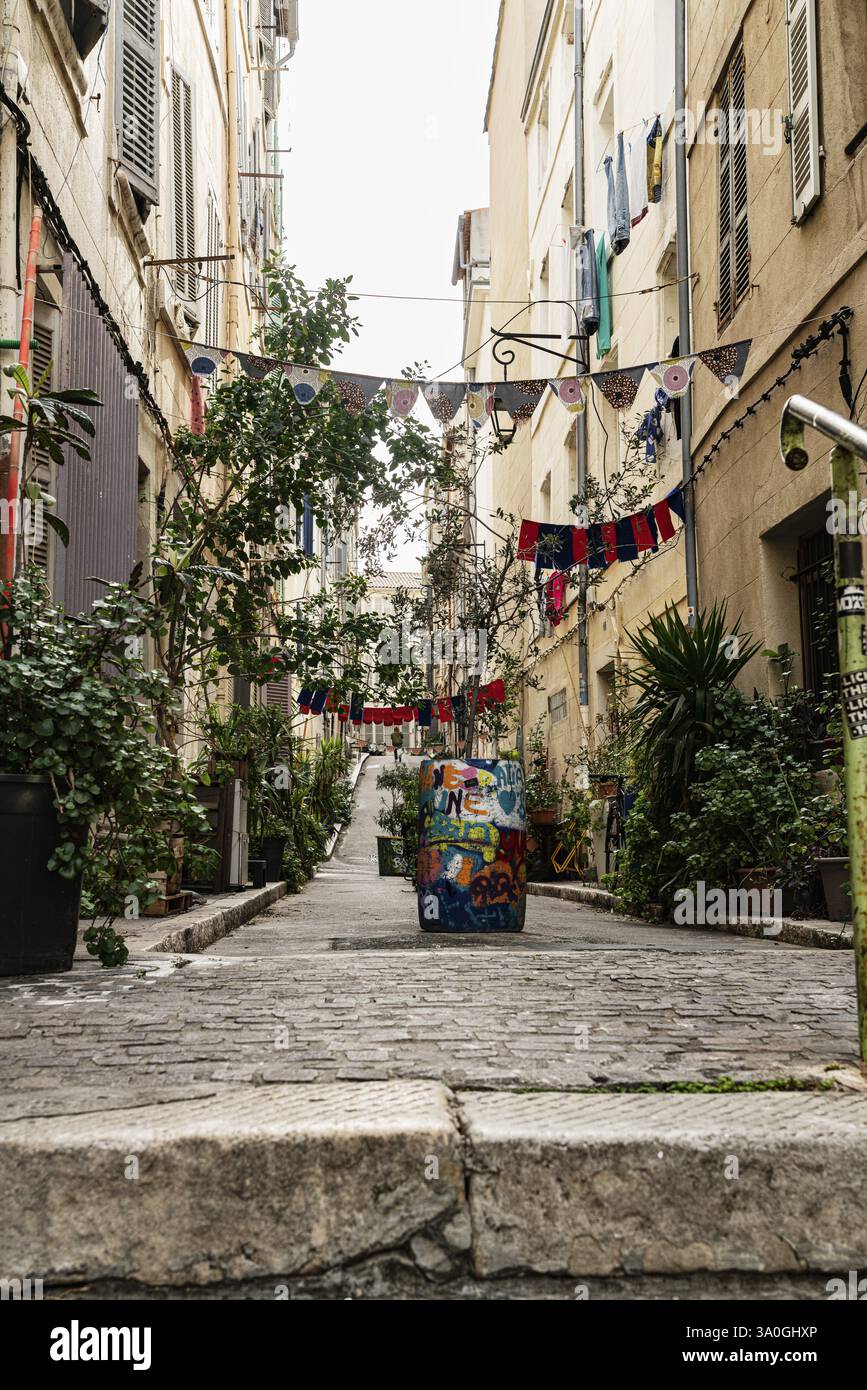 Alley, le Panier, Neighborhood, Marsiglia, Francia, Europa Foto Stock