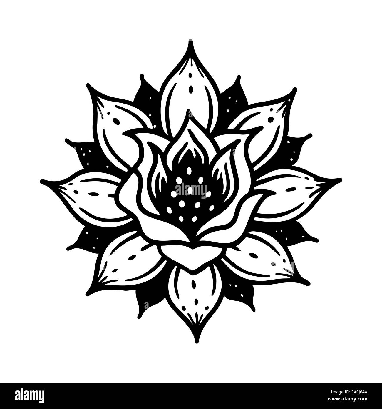 Illustrazione vettoriale di un girasole in fiore con grandi petali che formano un bellissimo mandala che crea un design vintage Illustrazione Vettoriale