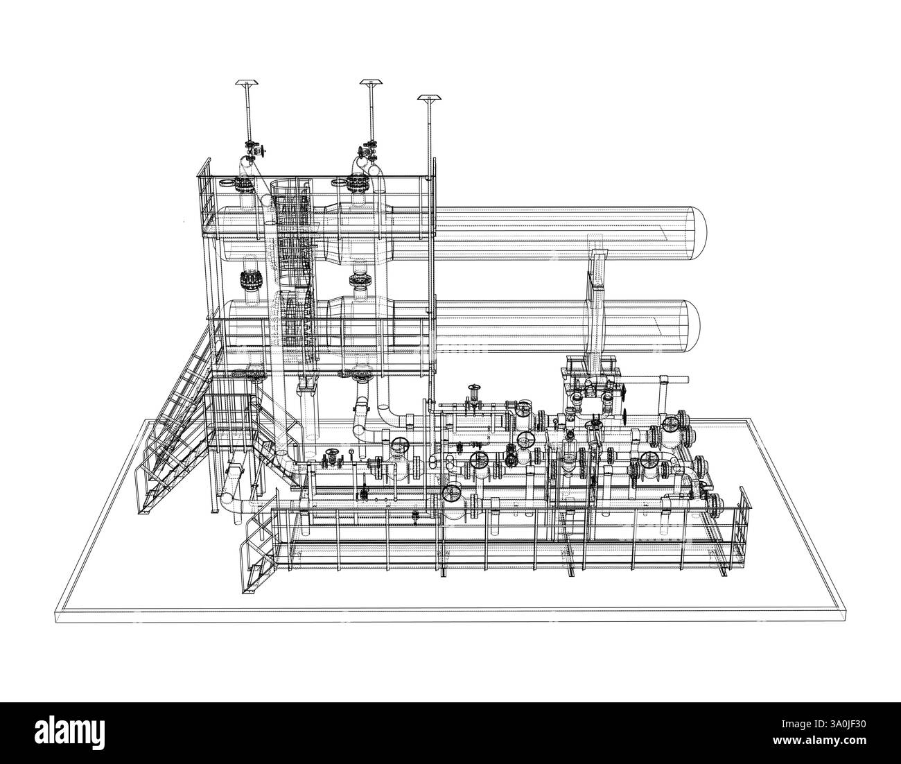 Scambiatore riscaldatore per applicazioni petrolifere. Rendering vettoriale del 3d. Illustrazione Vettoriale
