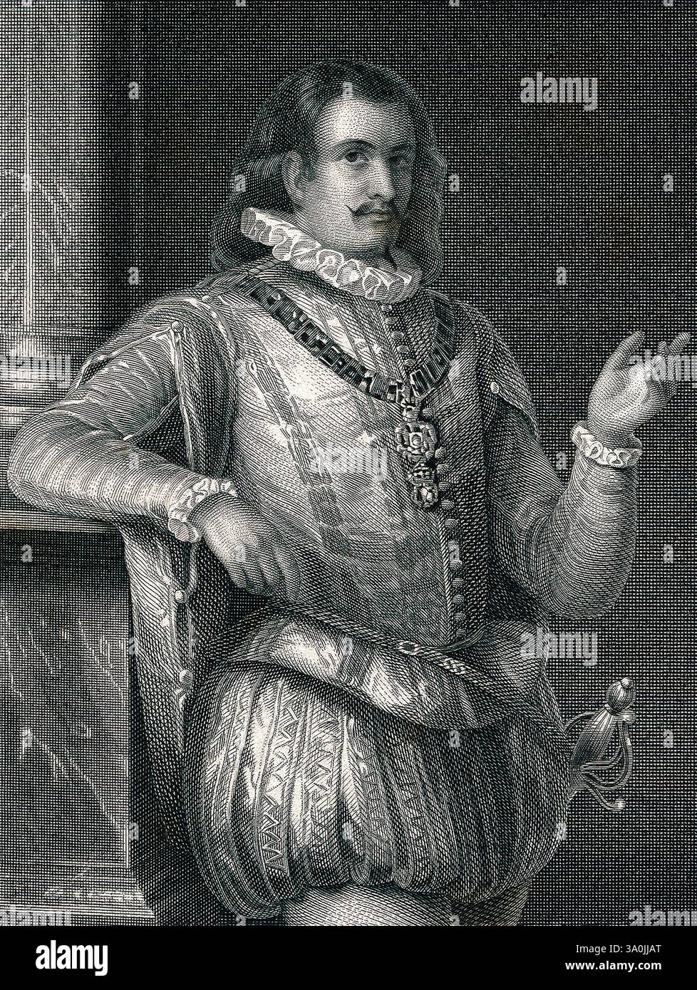 Ritratto di Giovanni Luigi de Fieschi incisione in acciaio Foto Stock