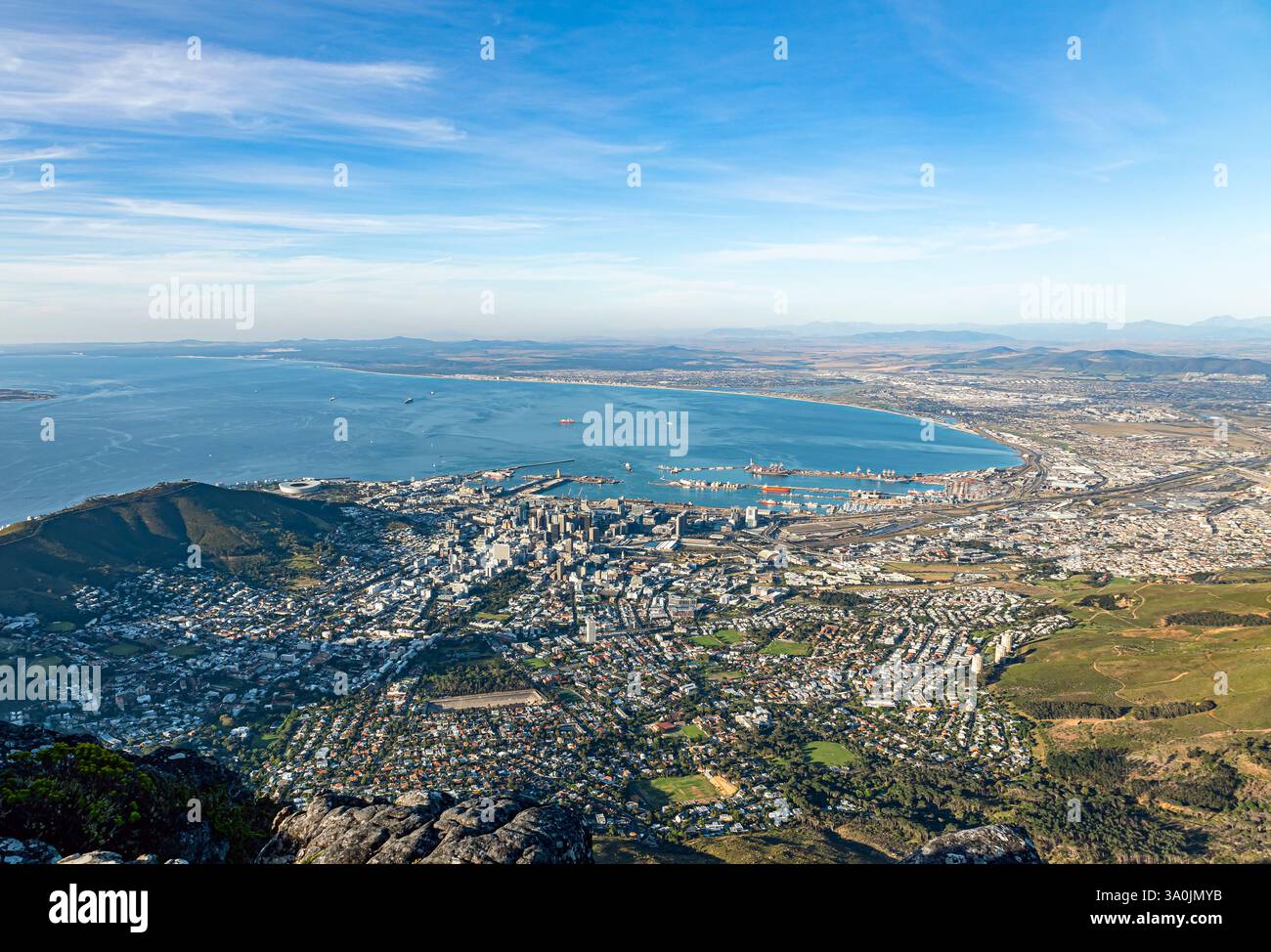 Panorama città del Capo. Scena urbana del Sudafrica, paesaggio urbano Foto Stock