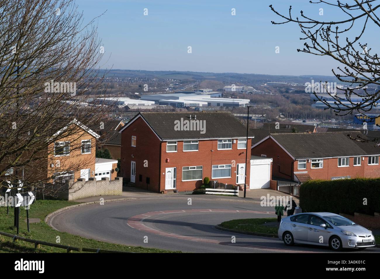 Jenkin Road Wincobank Sheffield, famosa per essere stata parte del Tour de France Grand Route Foto Stock