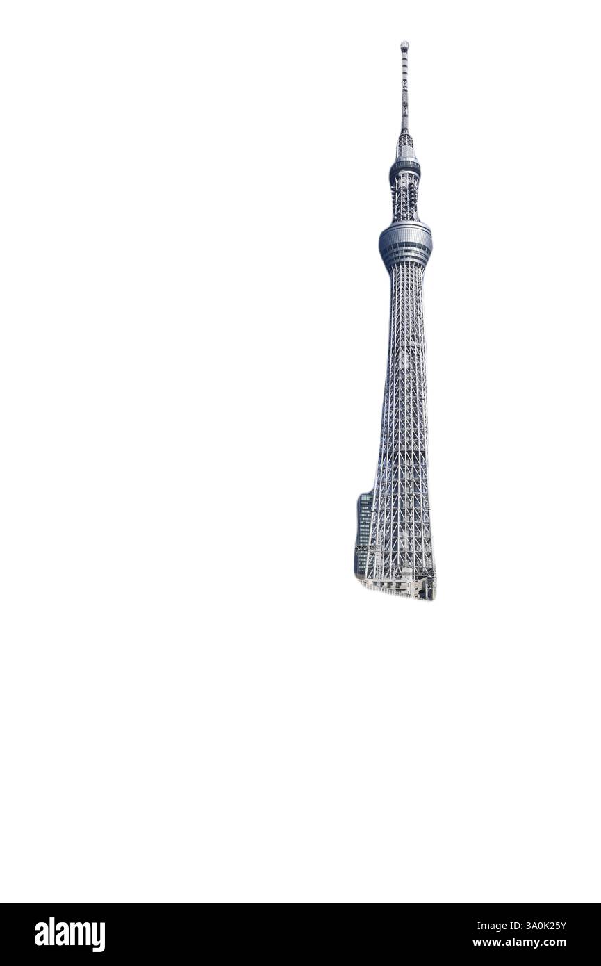 Paesaggio con vista panoramica di Tōkyō Sukaitsuri, la torre di osservazione e trasmissione conosciuta come "Sky Tree" a Sumida, Tokyo Giappone. Foto Stock