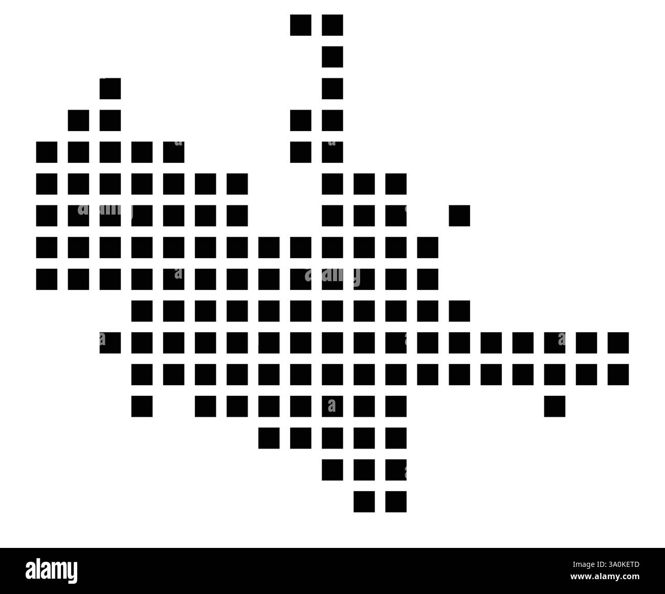Mappa simbolo della città di Elsinore (California) che mostra la città con un motivo di poche piazze nere Illustrazione Vettoriale