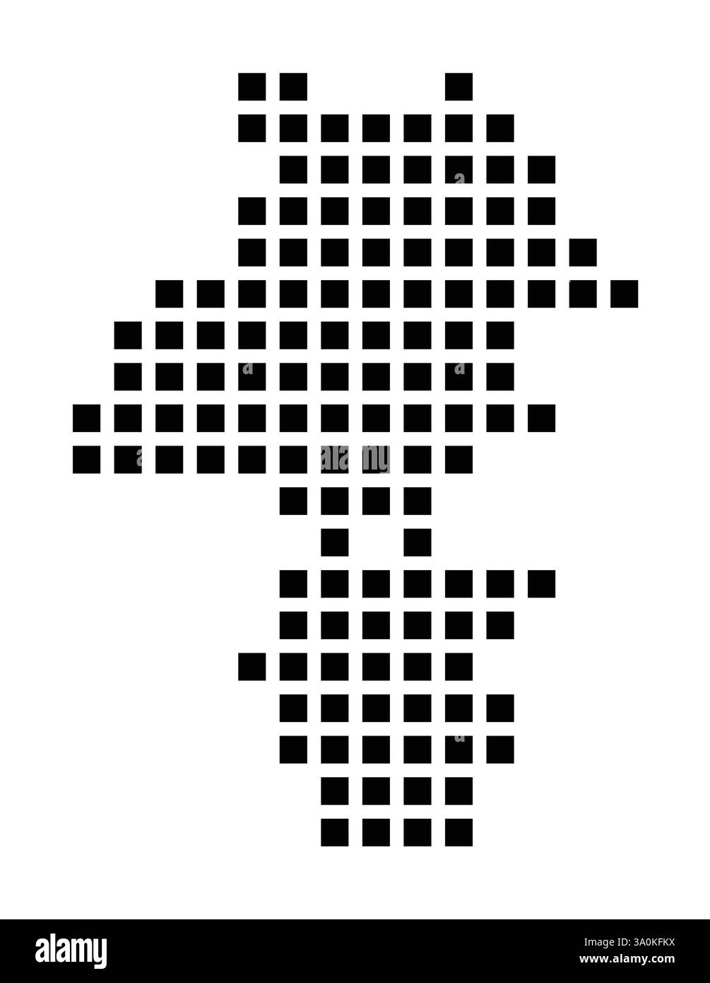 Mappa dei simboli della città (California) che mostra la città con un motivo di pochi quadrati neri Illustrazione Vettoriale