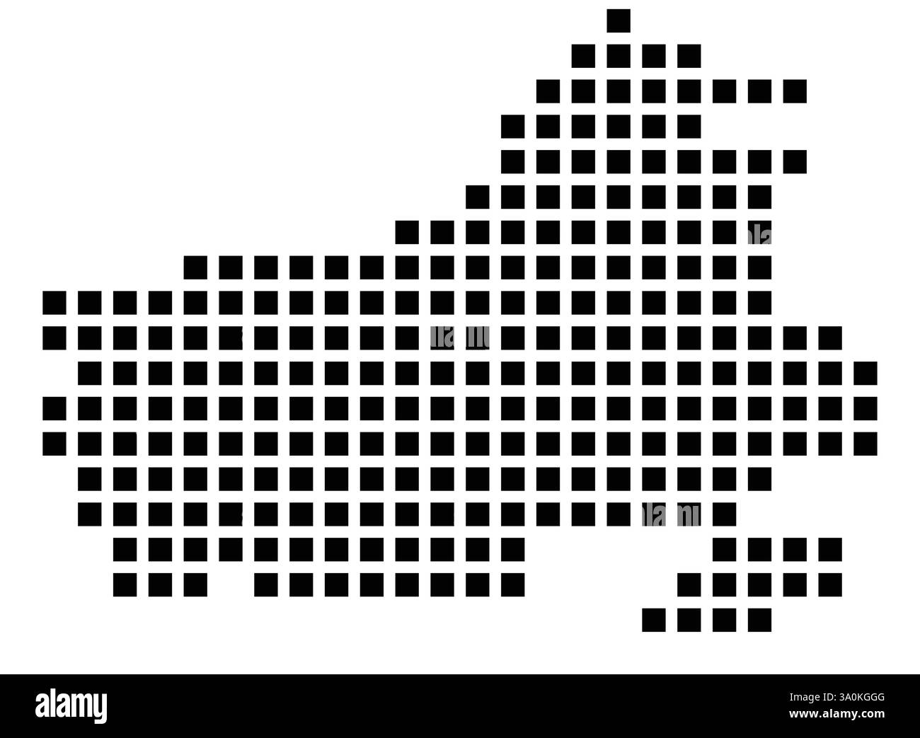 Mappa simbolo del fiume della città (California) che mostra la città con un motivo di poche piazze nere Illustrazione Vettoriale