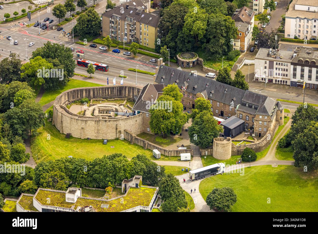 Castello di Broich, fortificazione altomedievale, Broich - Est, Mülheim an der Ruhr, zona della Ruhr, Renania settentrionale-Vestfalia, Germania Foto Stock