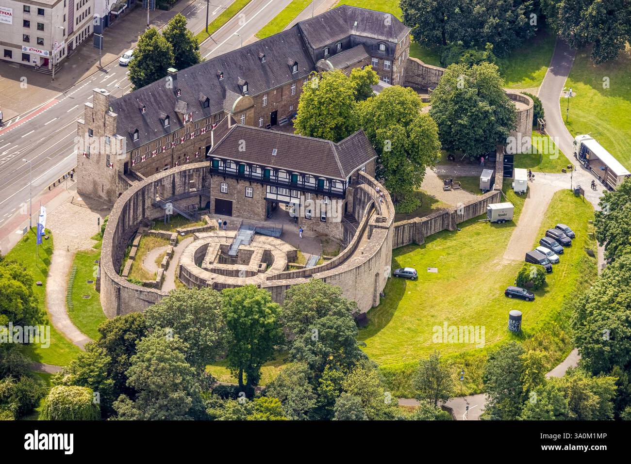 Castello di Broich, fortificazione altomedievale, Broich - Est, Mülheim an der Ruhr, zona della Ruhr, Renania settentrionale-Vestfalia, Germania Foto Stock