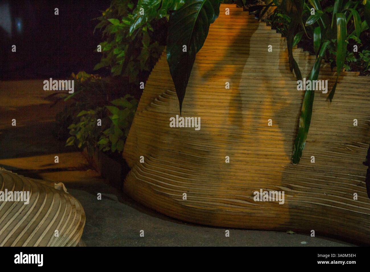 Un'installazione giardino interno a New York mette in mostra un'armoniosa miscela di natura e architettura. Foto Stock