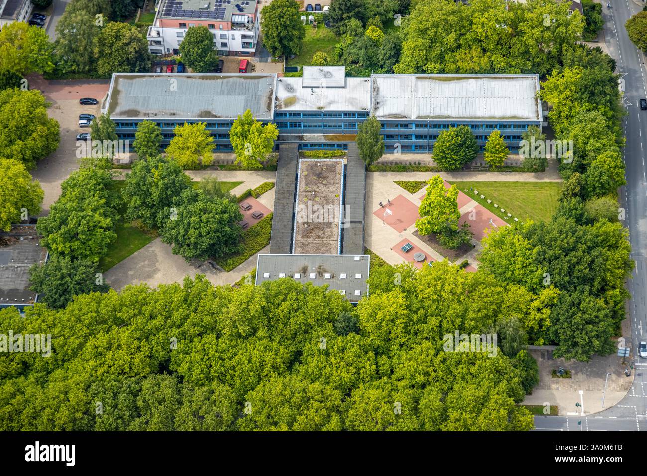 Vista aerea, scuola secondaria 7-10, Soest, Soester Börde, Renania settentrionale-Vestfalia, Germania Foto Stock