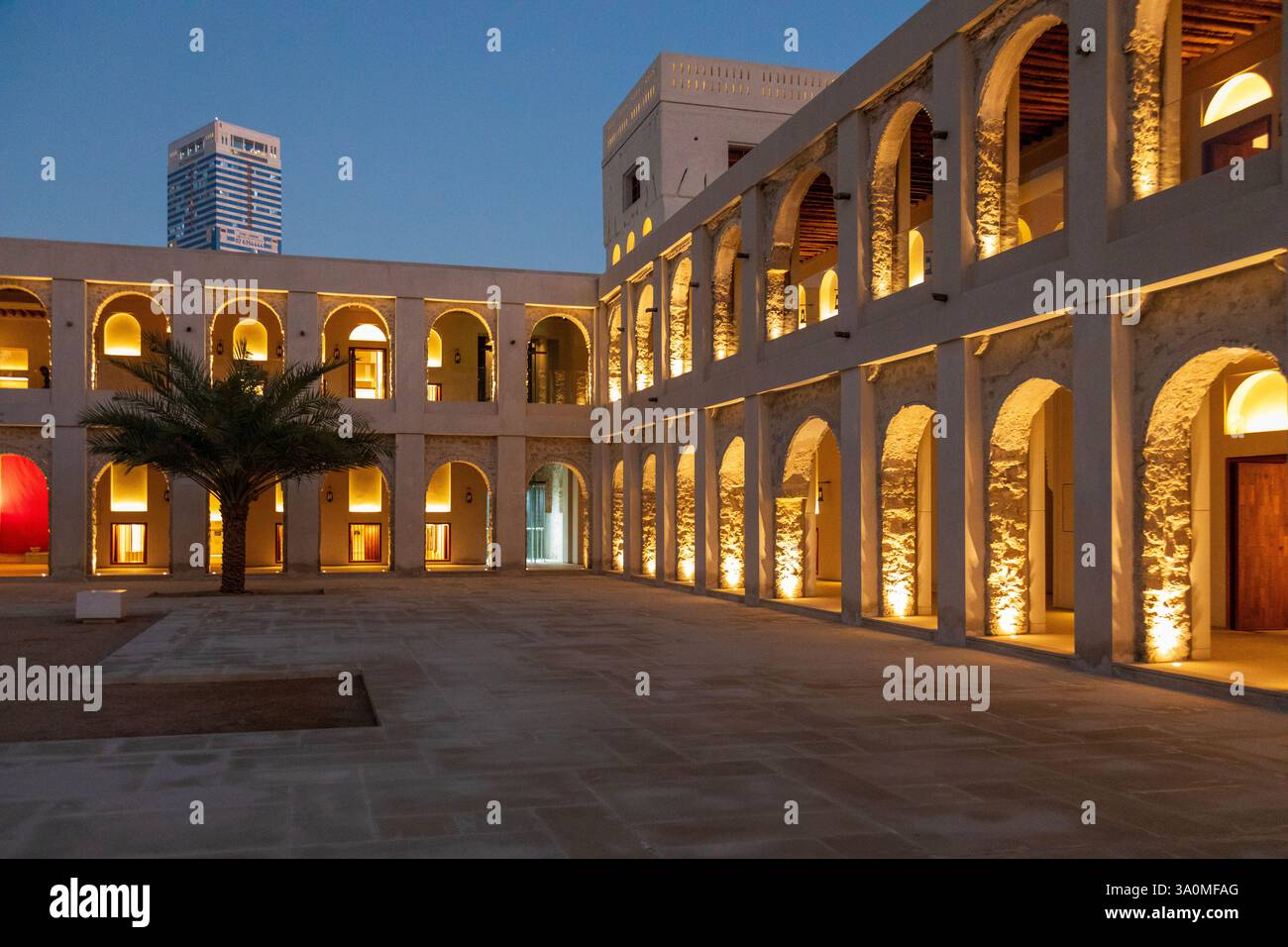 Il Qasr al Hosn, monumento storico e il più antico edificio in pietra della città di Abu Dhabi Foto Stock