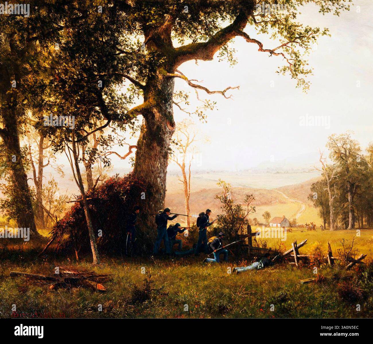 Guerilla Warfare, Guerra civile - Albert Bierstadt, 1862 Foto Stock