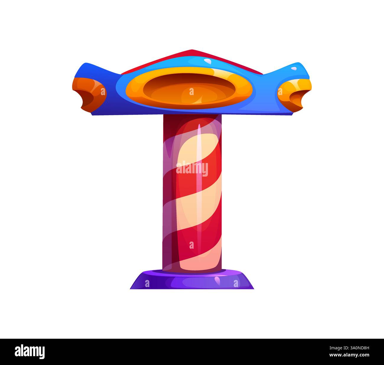 Carattere Cartoon Letter T Circus, carattere carnevale retrò, tipo di intrattenimento, alfabeto inglese per bambini. Carattere tipografico abc vettoriale come colonna verticale fe Illustrazione Vettoriale