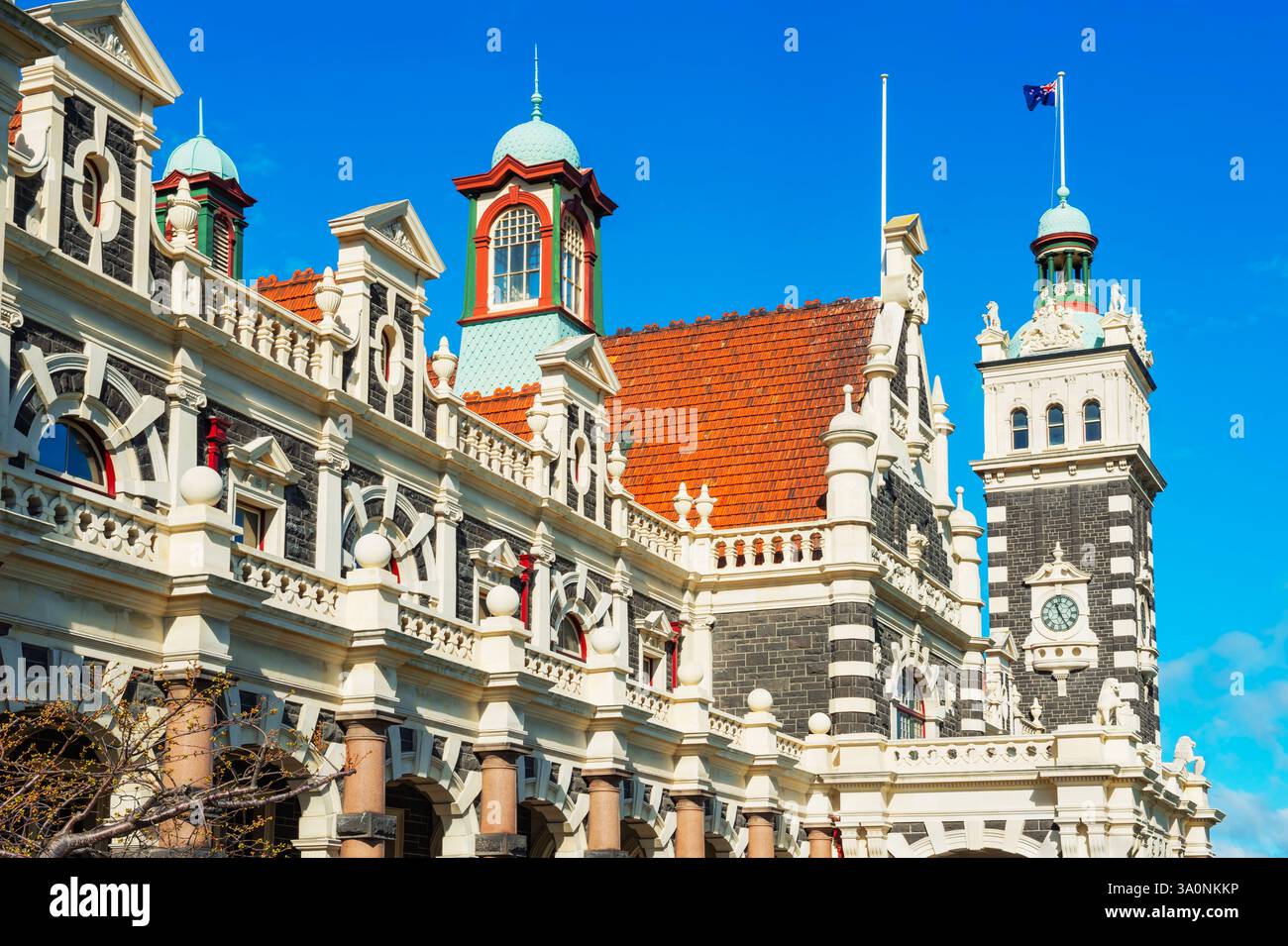 Dunedin Railway Station, Dunedin, Otago Region, South Island, nuova Zelanda Foto Stock