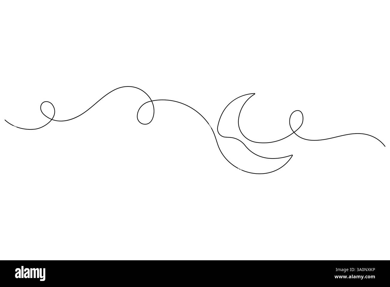 Simbolo della Luna un disegno a linee continue di Ramadan Kareem e Eid banner in un semplice vettore di contorno Illustrazione Vettoriale