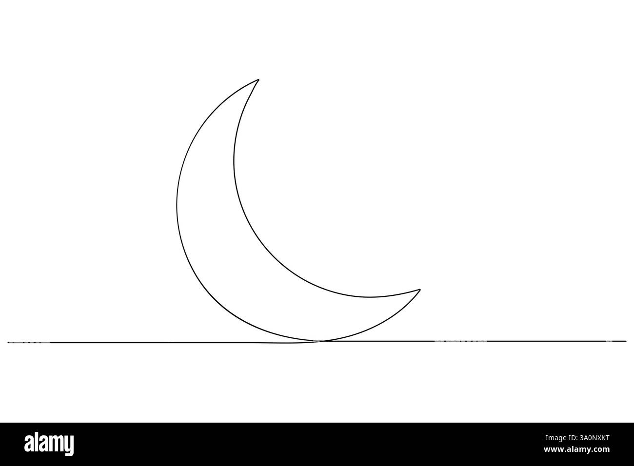 Simbolo della Luna un disegno a linee continue di Ramadan Kareem e Eid banner in un semplice vettore di contorno Illustrazione Vettoriale