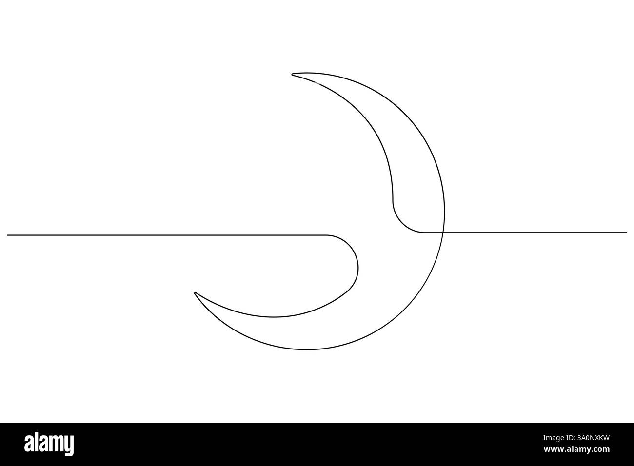 Simbolo della Luna un disegno a linee continue di Ramadan Kareem e Eid banner in un semplice vettore di contorno Illustrazione Vettoriale