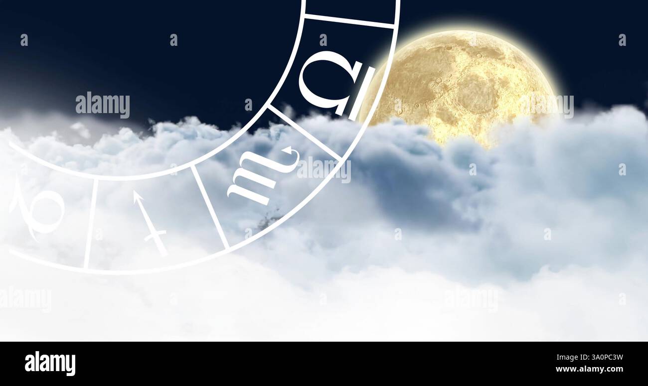 Immagine della ruota dell'oroscopo del segno zodiaco sulla luna Foto Stock