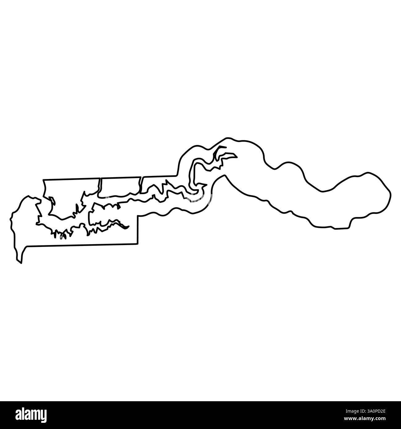 Elegante profilo in Gambia, mappa minimalista con silhouette nera Illustrazione Vettoriale
