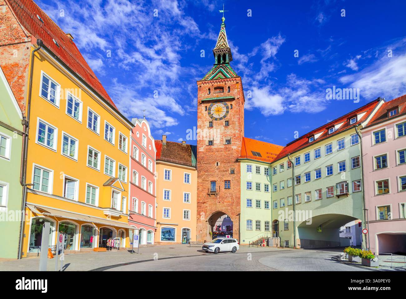 Baviera. Germania. Landsberg am Lech - splendida città vecchia sul fiume Lech, viaggia lungo la strada romantica. Foto Stock