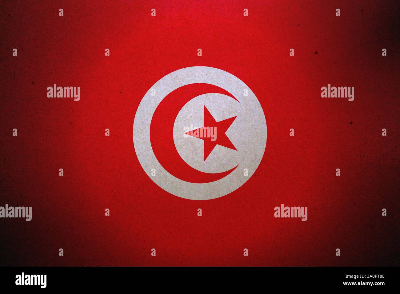 Bandiera tunisina stampata su un foglio di carta. Foto Stock