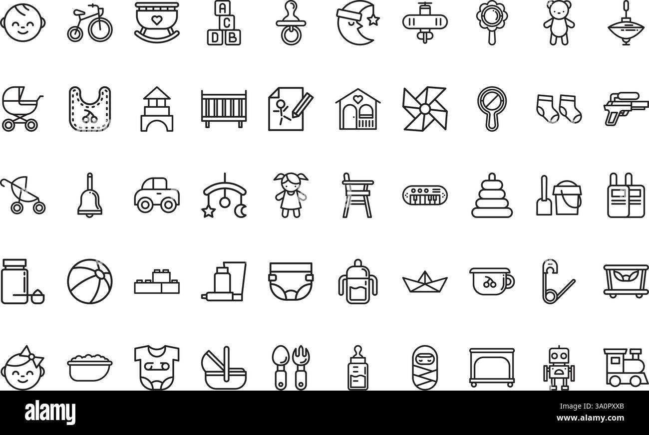 Raccolta di icone vettoriali di alta qualità con traccia modificabile. Ideale per progetti professionali e creativi. Illustrazione Vettoriale