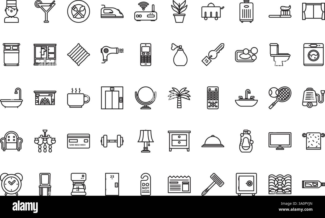 Raccolta di icone vettoriali di alta qualità con traccia modificabile. Ideale per progetti professionali e creativi. Illustrazione Vettoriale