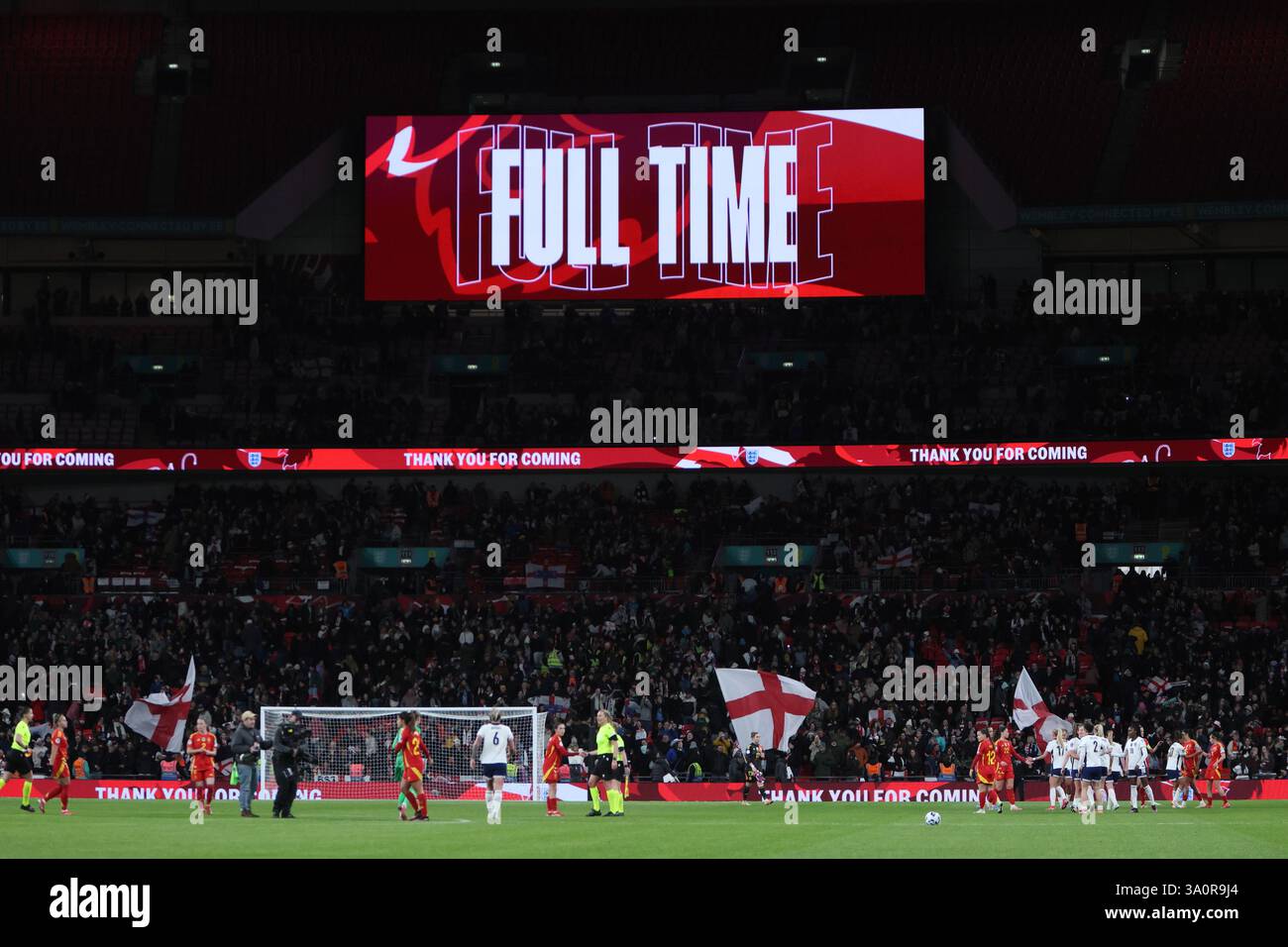 Tempo pieno Inghilterra Lionesse contro Spagna Stadio di Wembley Londra Inghilterra Regno Unito 26 Feb 2025 UEFA Women's Nations League Foto Stock