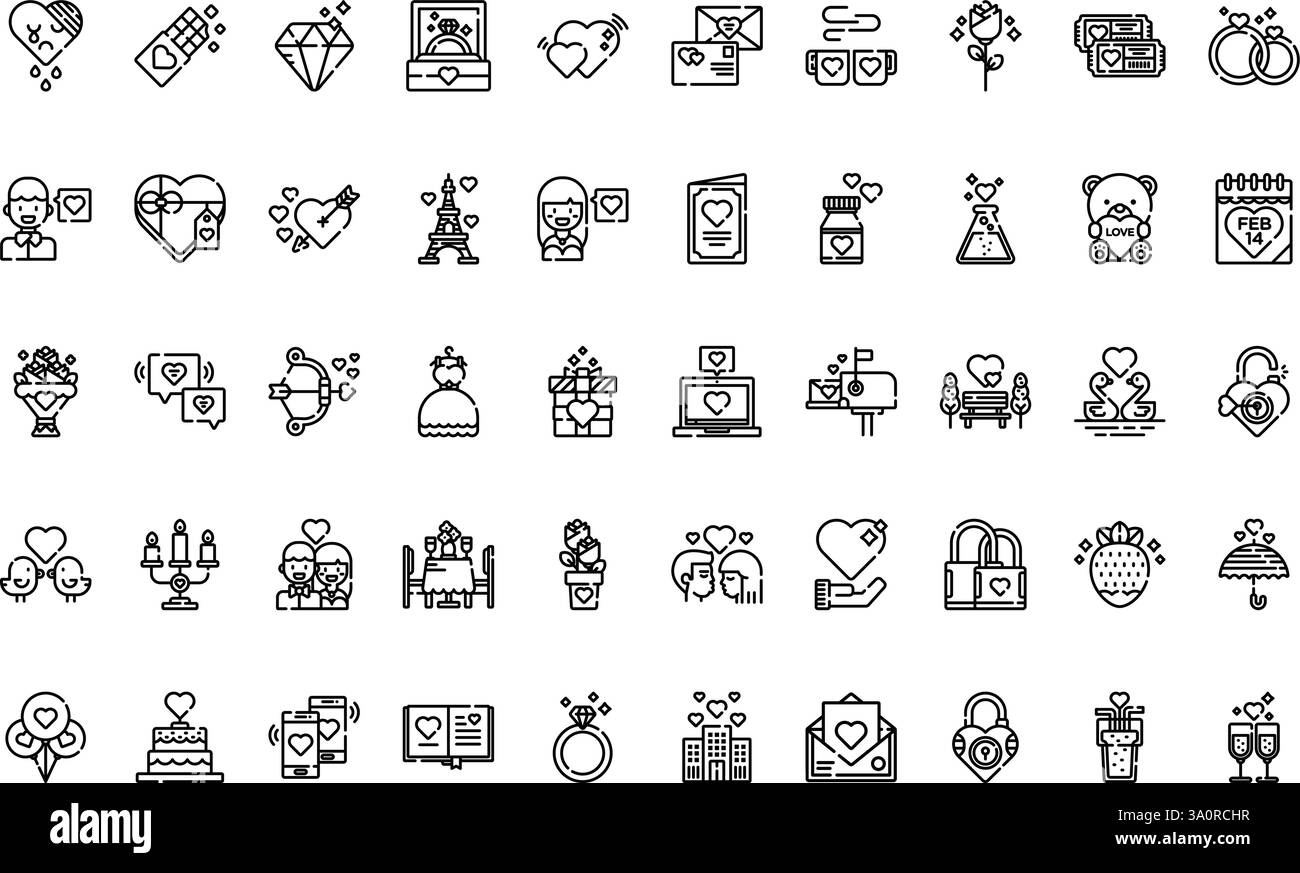 Raccolta di icone vettoriali di alta qualità con traccia modificabile. Ideale per progetti professionali e creativi. Illustrazione Vettoriale