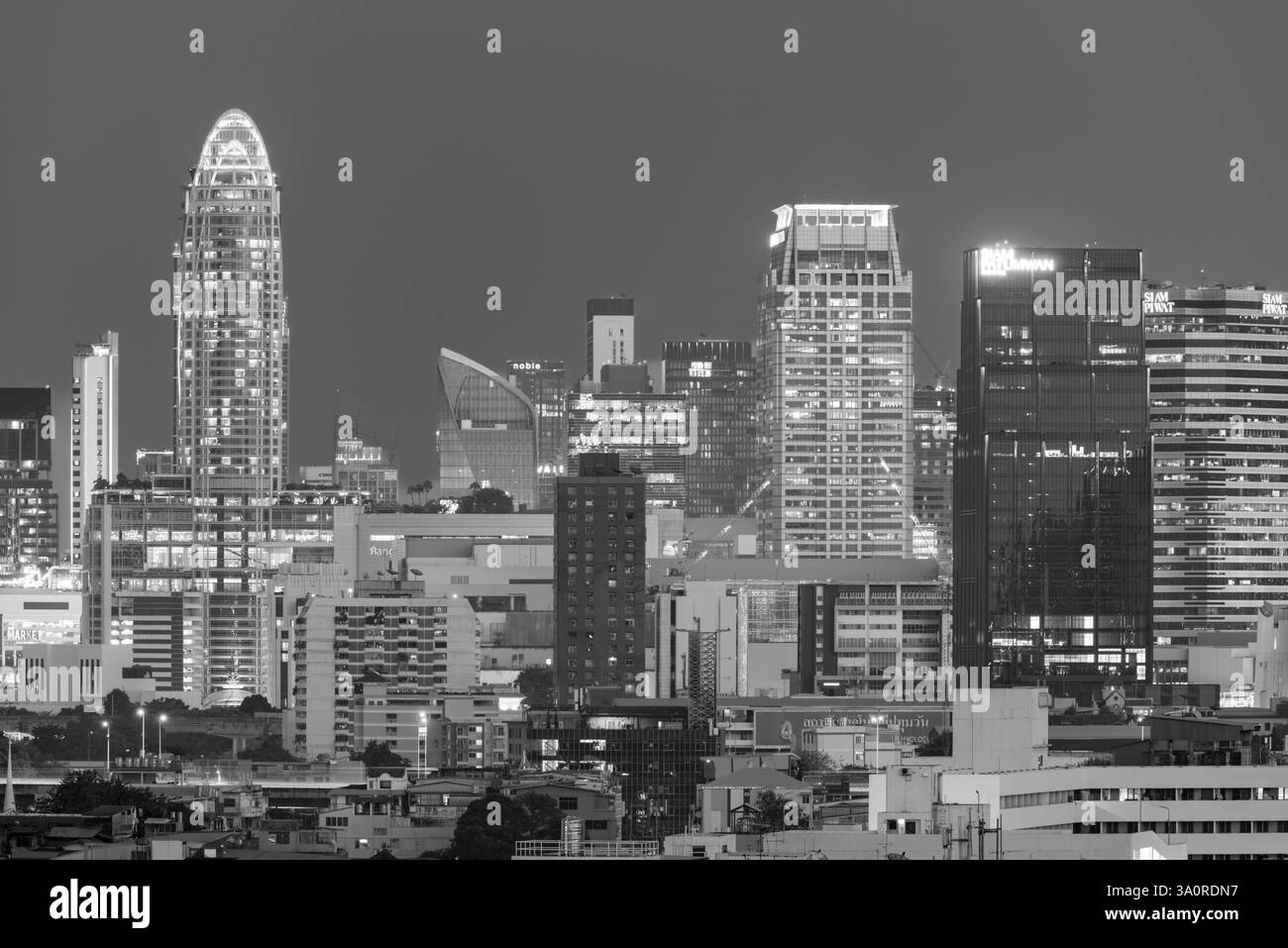 Panorama dal Monte d'Oro, skyline di Bangkok, Thailandia, Asia Foto Stock