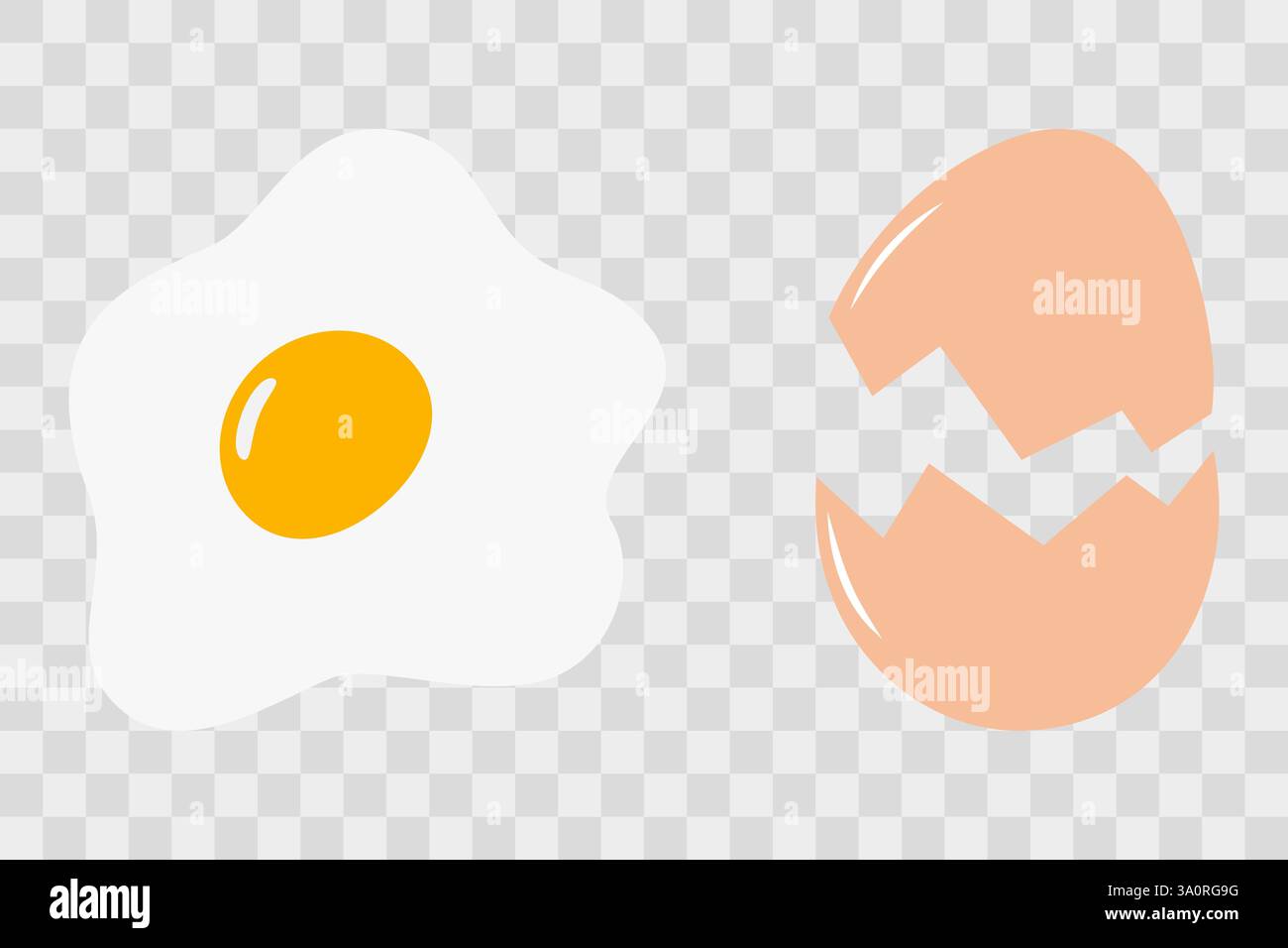 Uovo fritto a mano libera con tuorlo e guscio d'uovo crepato giorno dell'uovo o carte menu elemento di design Set 2. Illustrazione vettoriale isolata schede tematiche, materiali di stampa o banner promozionali Web, opuscoli, etichette Illustrazione Vettoriale