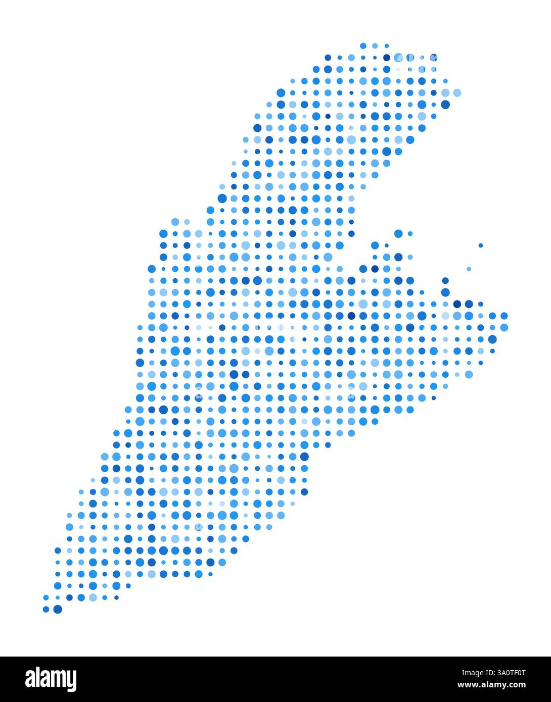 Mappa dei punti di Kastellorizo. Forma a isola digitale. Immagine vettoriale Kastellorizo. Punti circolari blu a forma di isola. Illustrazione vettoriale moderna. Illustrazione Vettoriale