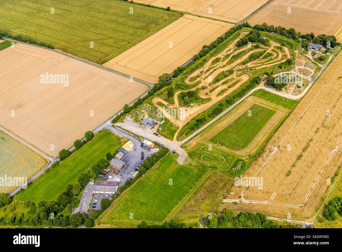 Vista aerea, campi sportivi Werler Ring, Motor Sport Club Werl, SUV, ATV e fuoristrada, Werl, Soester Börde, Renania settentrionale-Westpha Foto Stock