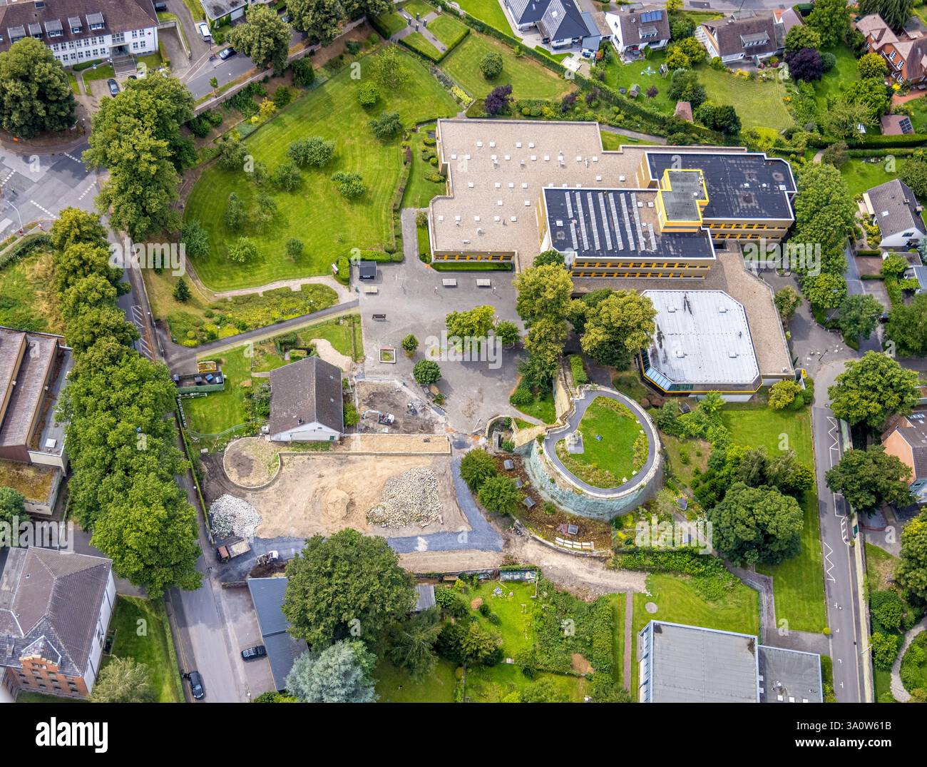 Vista aerea, Altes Schloss Werl, rovine del castello dell'ex palazzo elettorale della città, Ursulinengymnasium, Werl, Soester Börde, Renania settentrionale-Vestfalia, GE Foto Stock