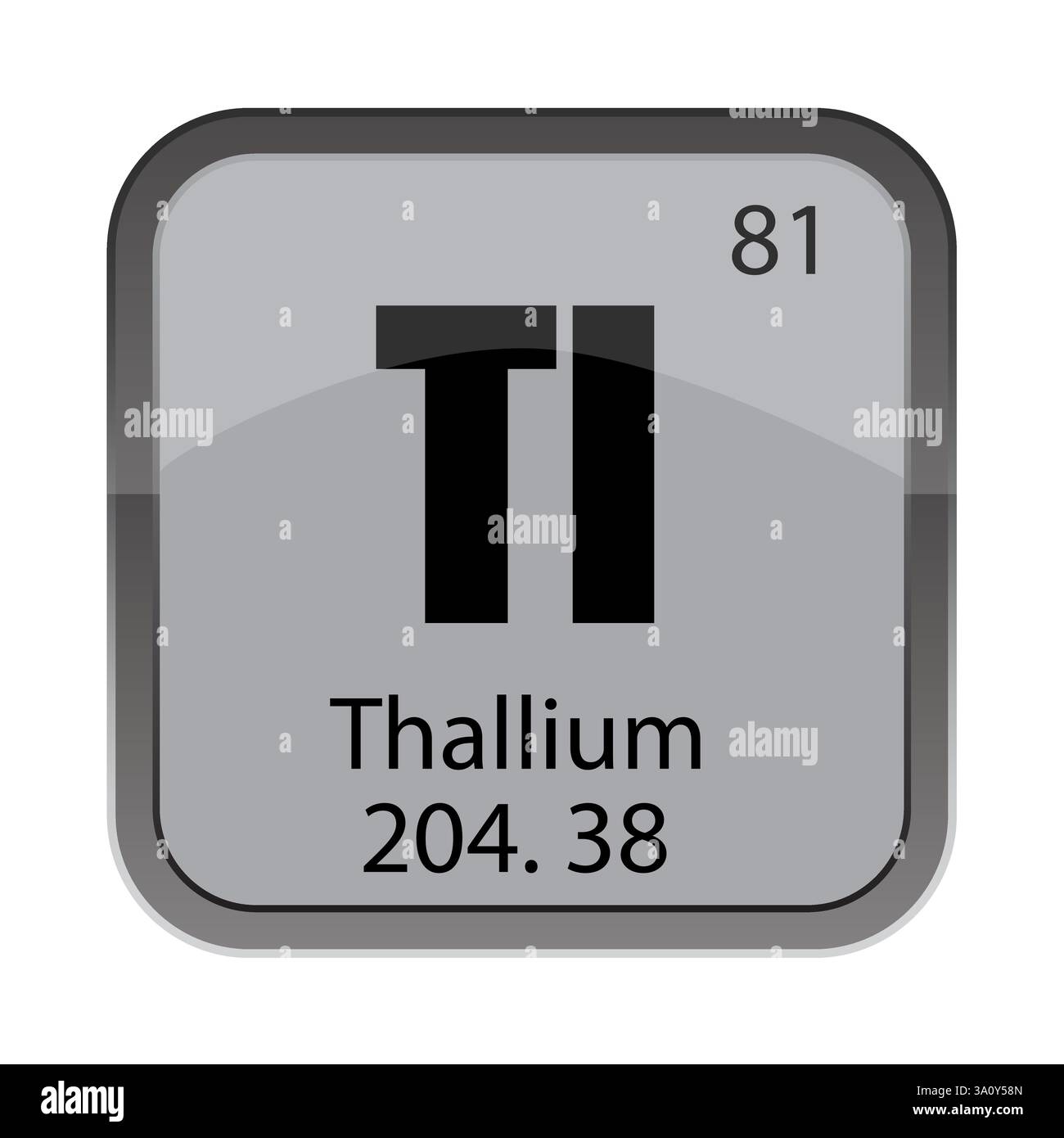 Elemento tallio. Simbolo chimico TL. Numero atomico 81. Quadro tavola periodica. Illustrazione Vettoriale