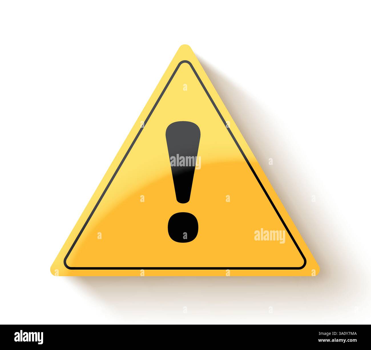 Clipart dell'icona del segnale di avvertimento. Attenzione i simboli di pericolo e pericolo si aprono in un triangolo giallo con punto esclamativo per informazioni sulla sicurezza Illustrazione Vettoriale