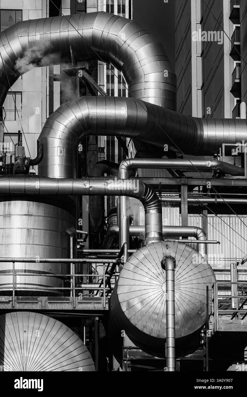 Impianto di vapore con aspetto steampunk nel centro di Seattle, Stato di Washington, Stati Uniti [Nessuna versione; solo licenze editoriali] Foto Stock