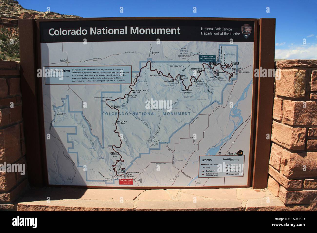 Mappa del Colorado National Monument Park Foto Stock