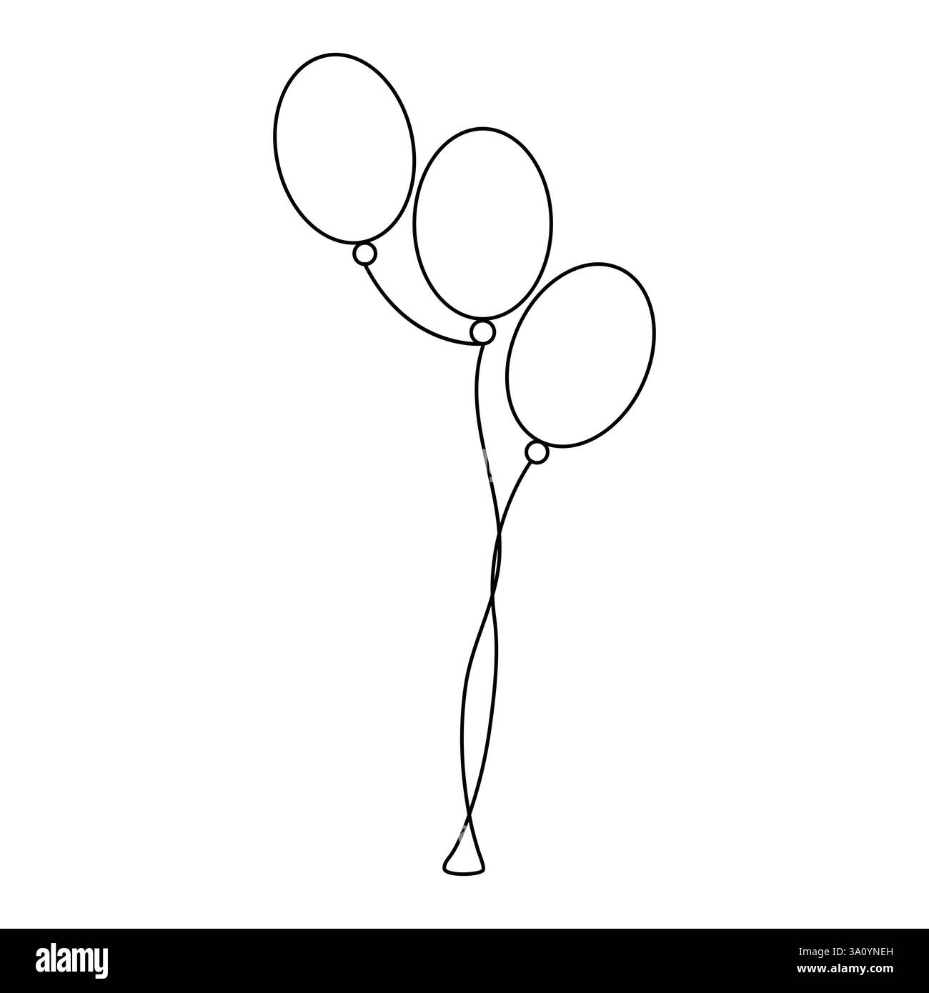 Il concetto di decorazione per celebrazioni artistiche a linea singola continua con palloncino delinea l'illustrazione vettoriale Illustrazione Vettoriale