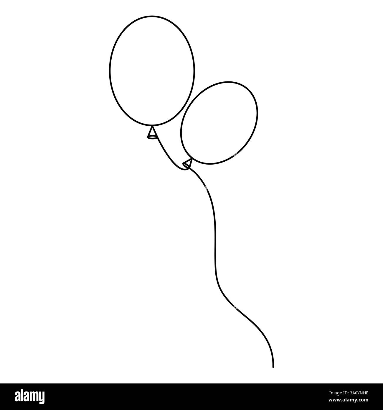 Il concetto di decorazione per celebrazioni artistiche a linea singola continua con palloncino delinea l'illustrazione vettoriale Illustrazione Vettoriale