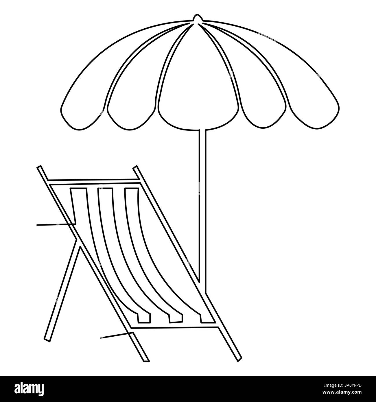 Disegno continuo a linea singola di illustrazioni vettoriali con contorno ombrello Illustrazione Vettoriale