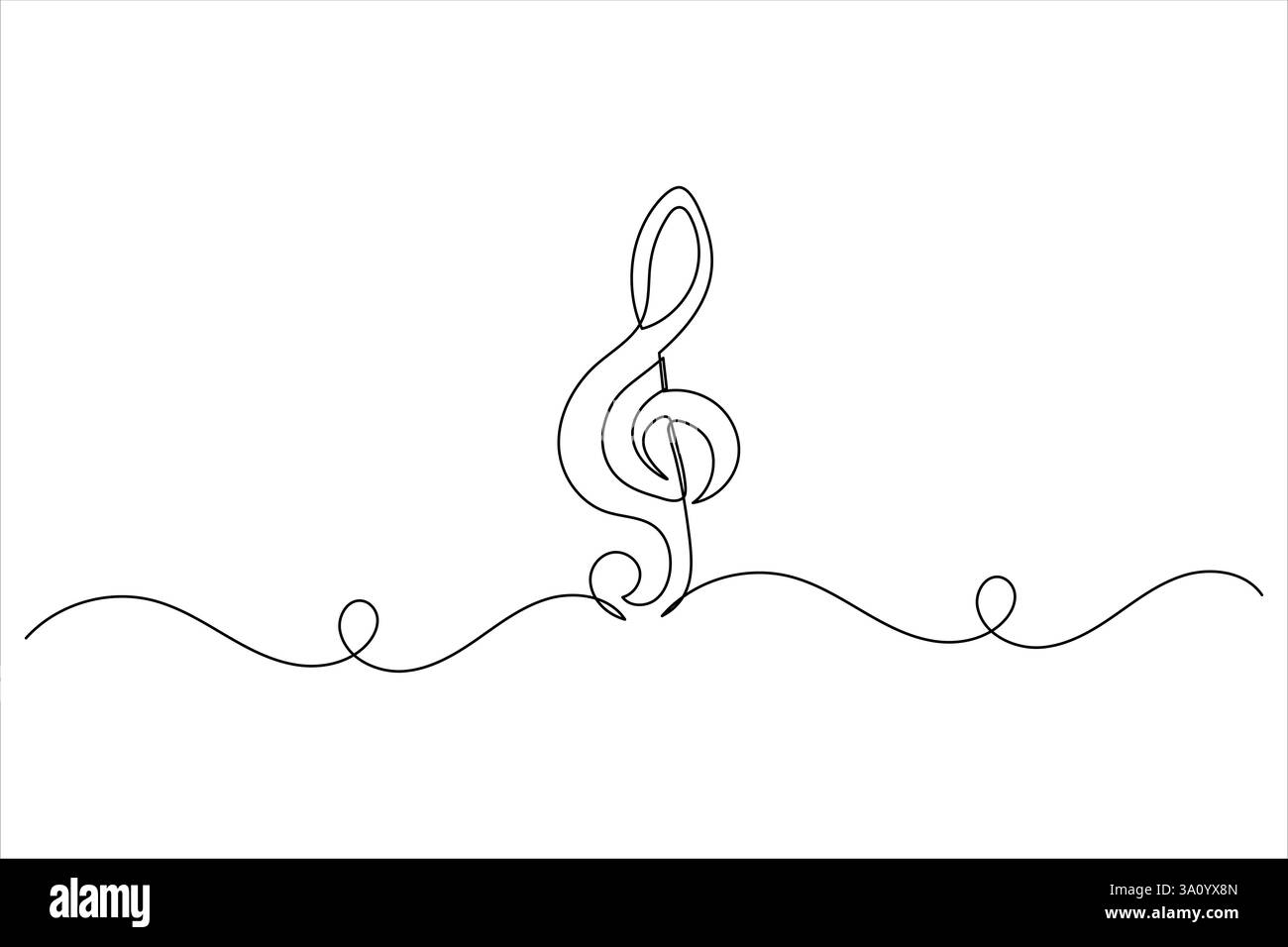 La musica nota il disegno di una linea e l'icona isolata del vettore di contorno continuo Illustrazione Vettoriale