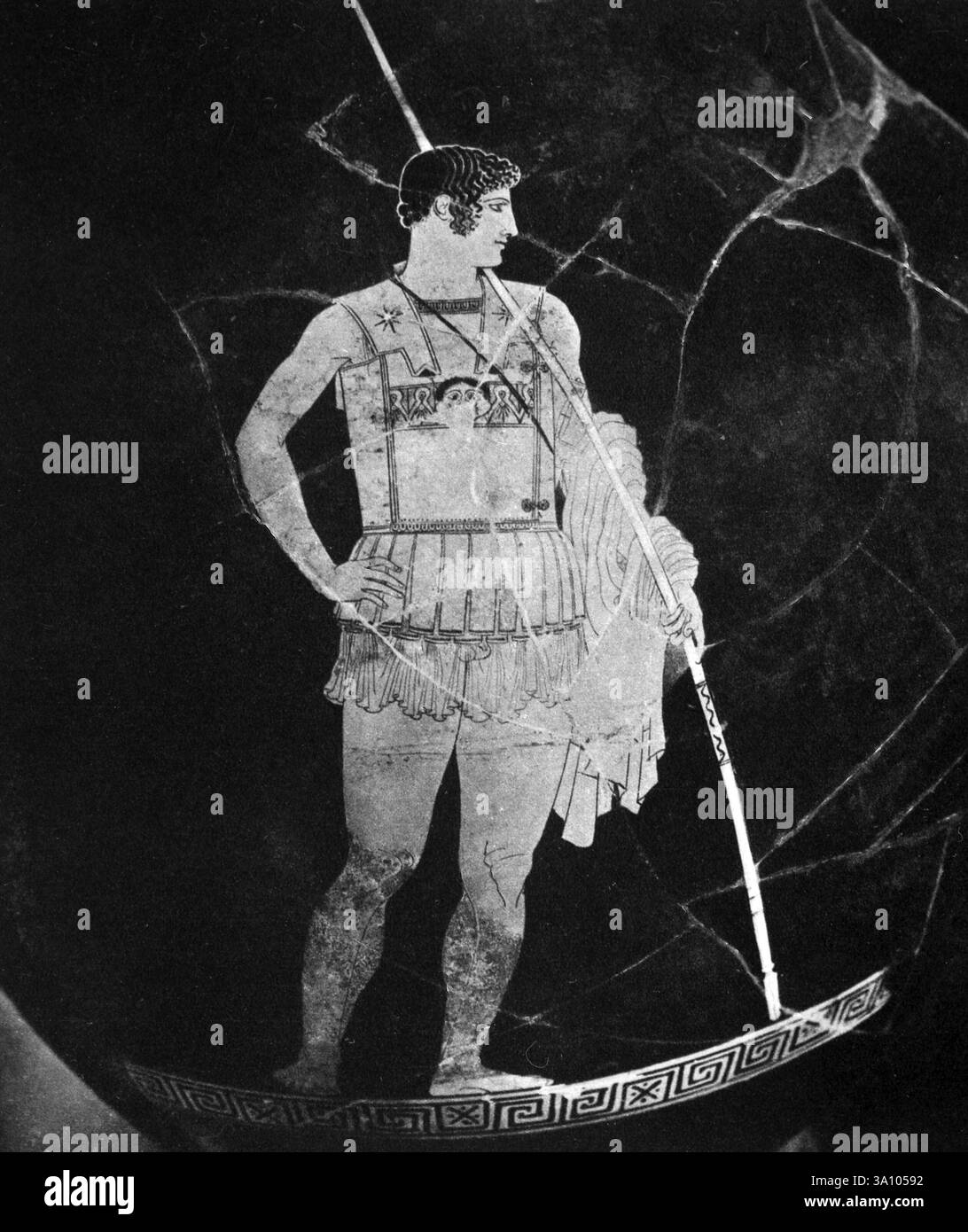 L'eroe greco Achille, dipinge da un'antica anfora attica Foto Stock