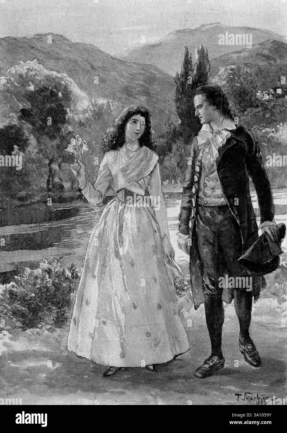 Il drammaturgo tedesco Friedrich Schiller e lotte in Volkstedt, illustrazione, Germania 1788 Foto Stock
