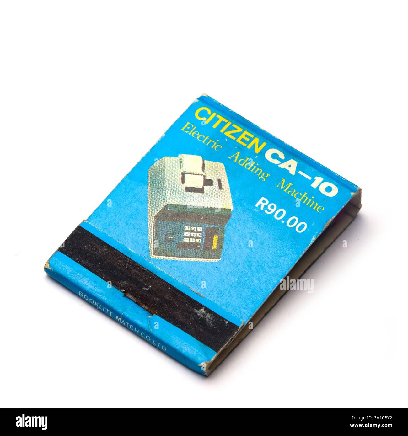 matchbook del 1960 che pubblicizza una calcolatrice Citizen CA-10 Electric Adding Machine Foto Stock