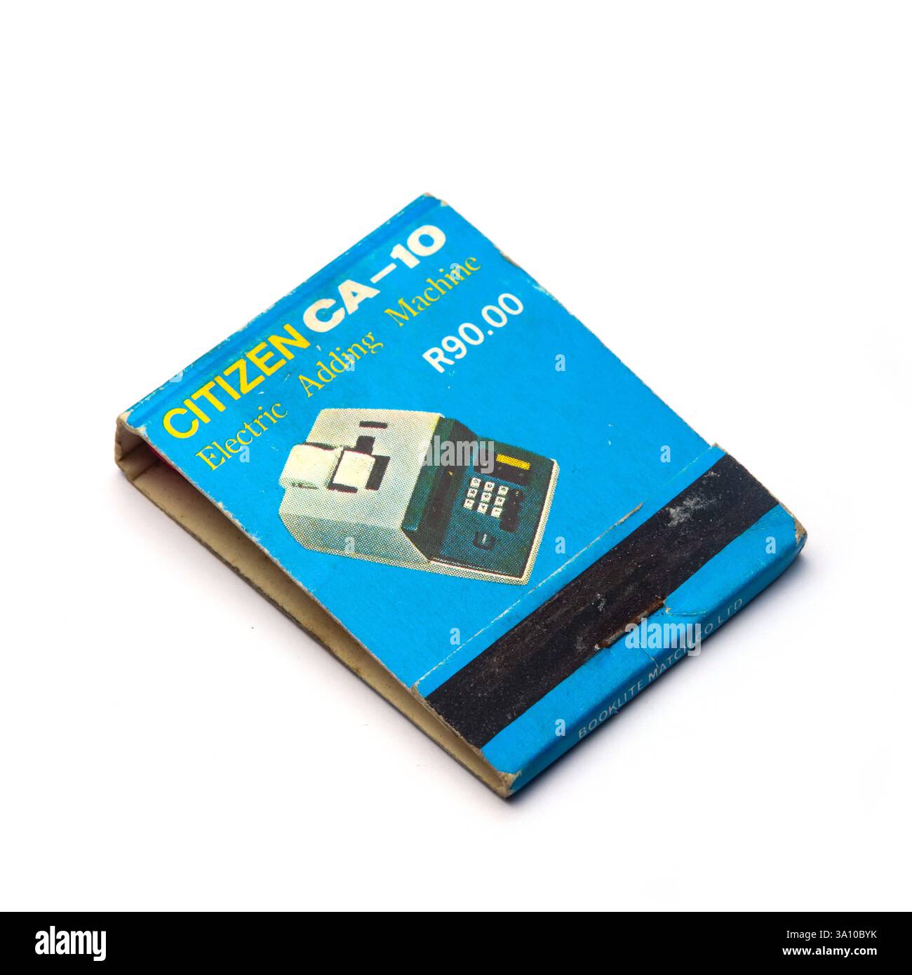 matchbook del 1960 che pubblicizza una calcolatrice Citizen CA-10 Electric Adding Machine Foto Stock