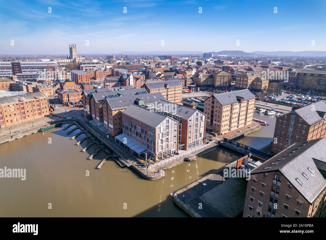Bacino principale presso Gloucester Docks, Regno Unito. Foto Stock