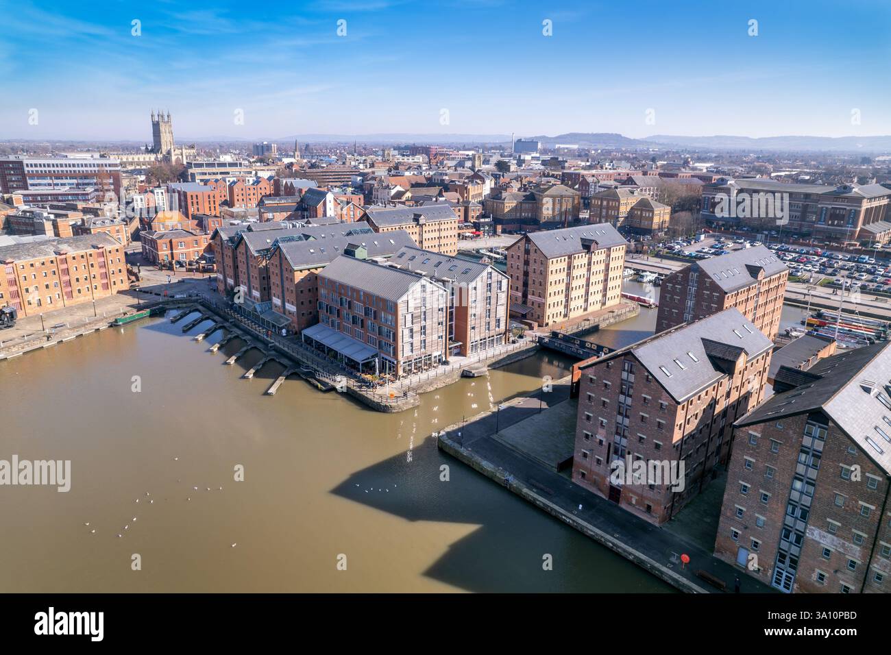 Bacino principale presso Gloucester Docks, Regno Unito. Foto Stock
