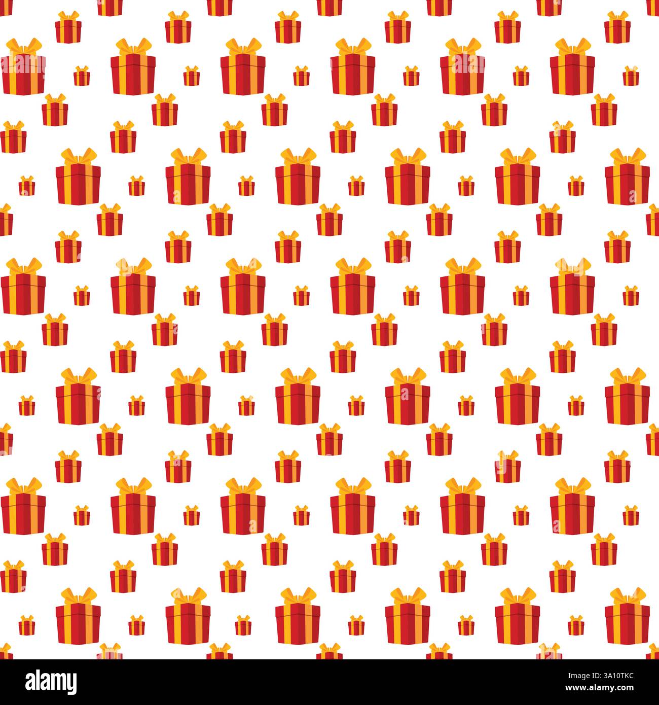 Scatole regalo rosse con nastro giallo motivo senza cuciture vettoriale dimensioni diverse sfondo scatole Illustrazione Vettoriale