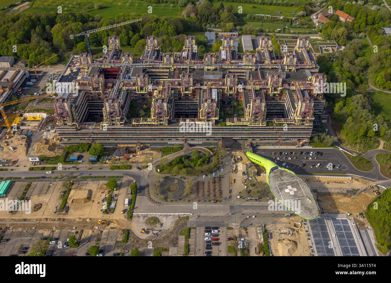 Vista aerea, Rheinisch-Westfälische Technische Hochschule Aachen, University RWTH Campus Melaten Süd, University Hospital, ricerca scientifica Foto Stock